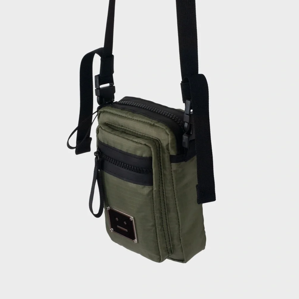 Acne Studios Arvel Plaque Face Crossbody Bag - Khaki Green - Picture 2 of 7